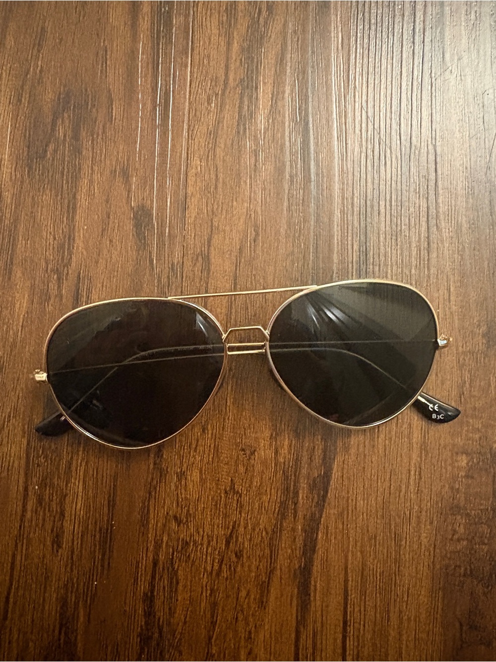 Classic Gold Aviator Sunglasses with Black Lenses